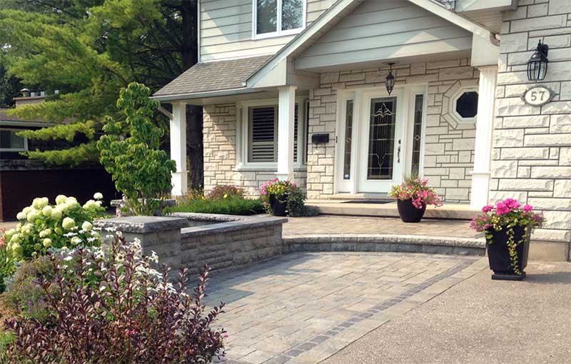 front entranceway with stone
